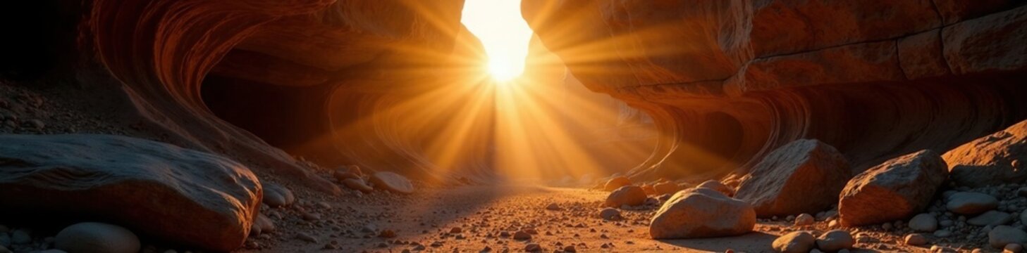 Sunlight filtering through limestone formations, natural, sun, serene