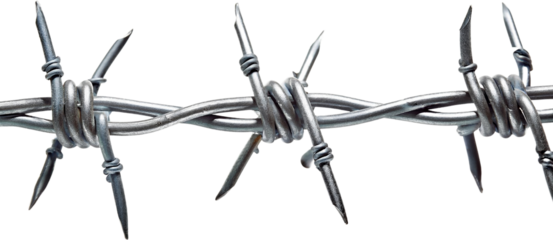 Close up of Barbed Wire Sharp Spikes Metal Fence Security Hazard Industrial Texture