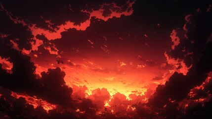 Fiery sunset cloudscape, dramatic sky, atmospheric background, design element