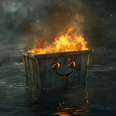 Burning Dumpster A Smiling Face in Flames