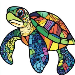 Obraz premium Colorful Stained Glass Sea Turtle Artwork
