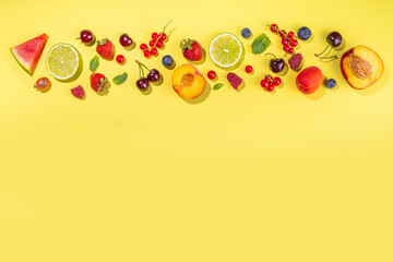 Summer  fruit and berry flatlay