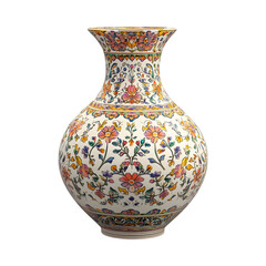 Islamic Patterned 3D Vase with Floral Design Isolated on Transparent Background