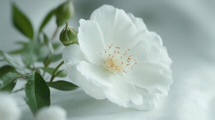 Fototapeta premium Moss Rose flower PNG clipart, showcasing a delicate white bloom. 