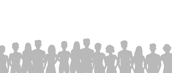 Silhouettes of diverse individuals standing in a row against a white background.