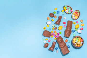 Easter chocolate egg and bunny background