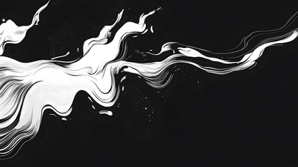 Abstract White Swirls on Black Background