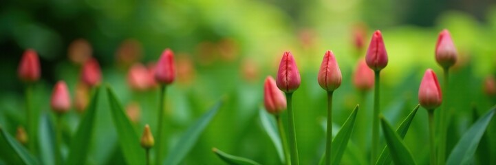 Fragrant flower buds unfolding on green leaves, bulb flowers, allium ursinum