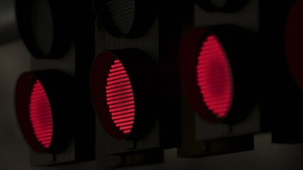 Start lights of racing event. LED signals indicating start sequence at circuit