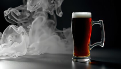 mug of beer on dark background. Generative AI