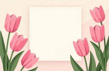Obraz premium Tulips arranged in a frame, space for text.