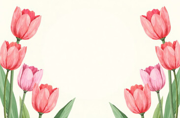 Tulips arranged in a frame, space for text.