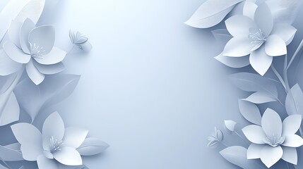 Elegant Paper Flowers and Leaves Design Background