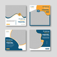 Travel sale social media post and Instagram design template