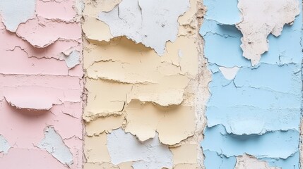 Fototapeta premium Pastel Painted Wall, Textured Plaster Background, Vintage Wall Texture with Peeling Paint