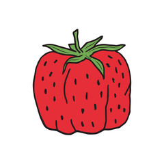 Strawberry. A hand-drawn berry.   Vector color illustration with strawberries for printing and decoration. An isolated strawberry berry on a white background. A variety of large strawberries