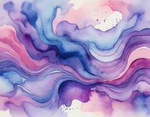Serene Watercolor Abstract: Fluid Purple, Pink, and Blue Swirls, Elegant Marble Texture Background