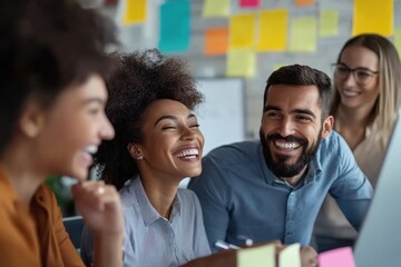 Obraz premium Laughing Colleagues Collaborating