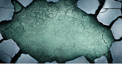 Cracked surface with ash particles and textured edges, creating dramatic visual effect. contrast between dark and light areas adds depth and intrigue