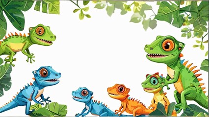Naklejka premium World Lizard Day: stylish minimalistic background with lizards