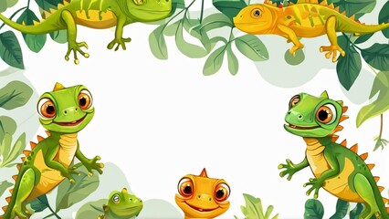Fototapeta premium World Lizard Day: stylish minimalistic background with lizards