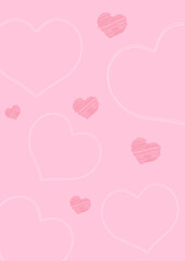 Minimal Valentines Day background with scribble hearts design 