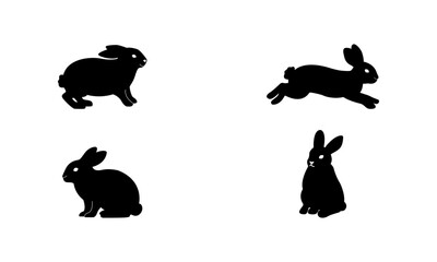 Rabbit silhouette set in black and white