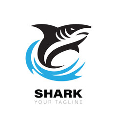Fototapeta premium Shark Logo. Shark Logo Black and White, Shark Logo Design, Creative Shark Logo Images. Shark Logo Vector Design on White Background