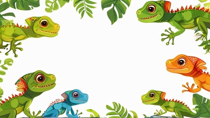 Fototapeta premium World Lizard Day: stylish minimalistic background with lizards