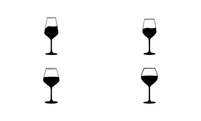 Wine glass silhouette set in black and white