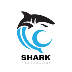 Obraz premium Shark Logo. Shark Logo Black and White, Shark Logo Design, Creative Shark Logo Images. Shark Logo Vector Design on White Background