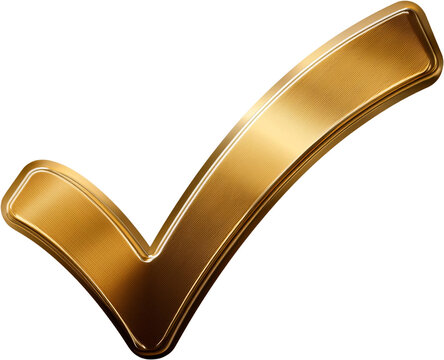 Golden 3D Check Mark Approval Success Yes Symbol Premium Quality Design Element - Powered by Adobe