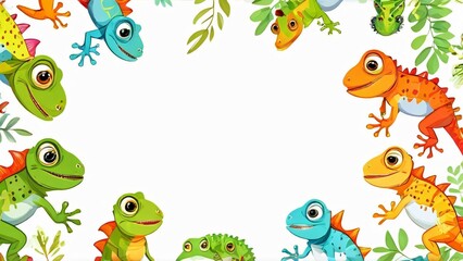 World Lizard Day: stylish minimalistic background with lizards