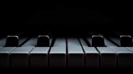 Piano Keys in the Dark: A Close-up View of Musical Instrument