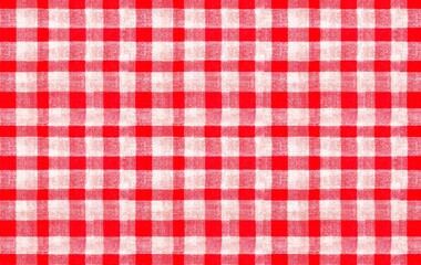 Red and white checkered tablecloth texture	
