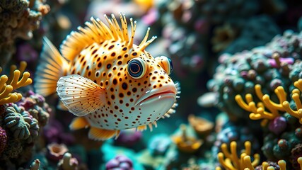 Obraz premium Underwater Pufferfish, Ocean Beauty, Seabed Spectacle