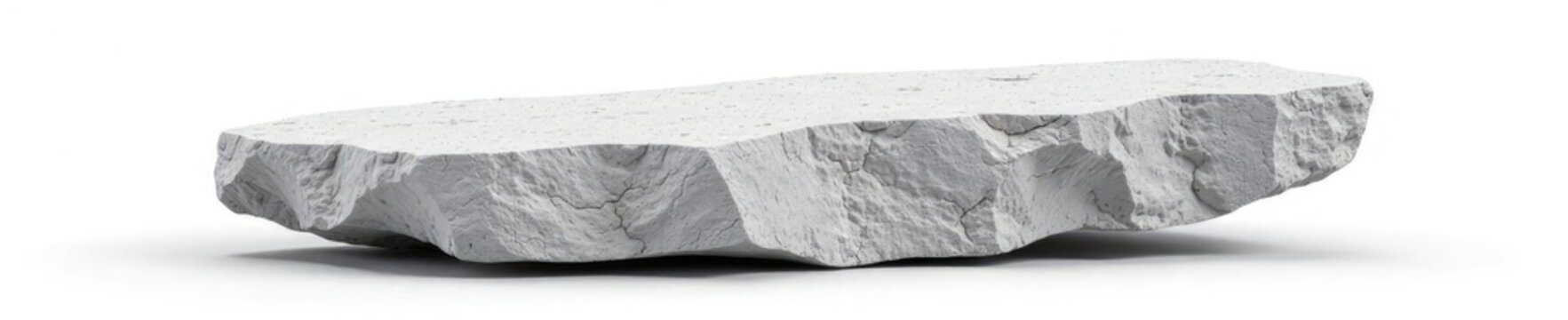 Grey sedimentary rock isolated on white background, limestone, clay rich, mudstone