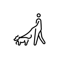 Person with dog icon Thin vector set