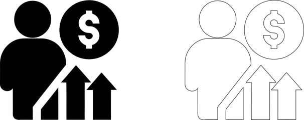 business and finance icons illustrating growth and investment