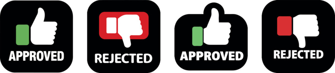approval and rejection icons for decision-making processes