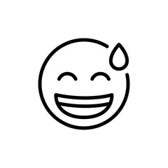 Smiling with sweat icon Thin vector set