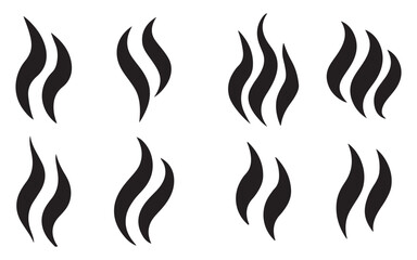 Smoke or Steam Icon set silhouette vector art on white background 