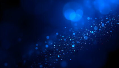 Dark blue and glow particle abstract background, realistic, with white tones
