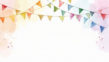 Colorful Watercolor Bunting Flags for Cheerful Celebrations. AI Generation