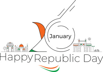 Creative Republic Day Typography with Indian Flag Elements