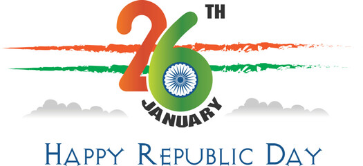 Creative Republic Day Typography with Indian Flag Elements