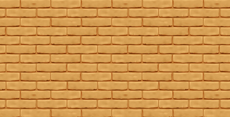 Brick wall texture. Yellow brick building wall. Yellow brick wall seamless pattern, texture for kitchen back, interior decoration, plastic panel, building outdoor design. Interior of a modern loft. 