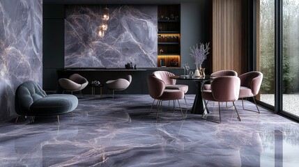 Illustration Modern Interior Design Dining and Living Room