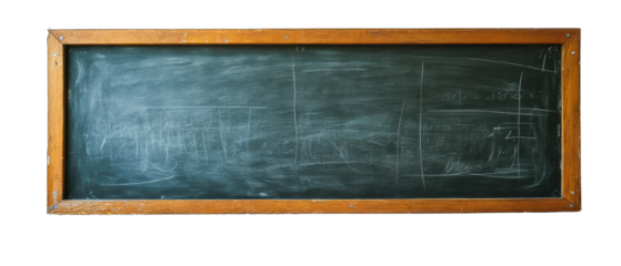 Empty Classroom Blackboard with Wooden Frame Against Neutral Wall