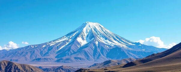 snow capped mountain against clear blue sky landscape, landscape, sky